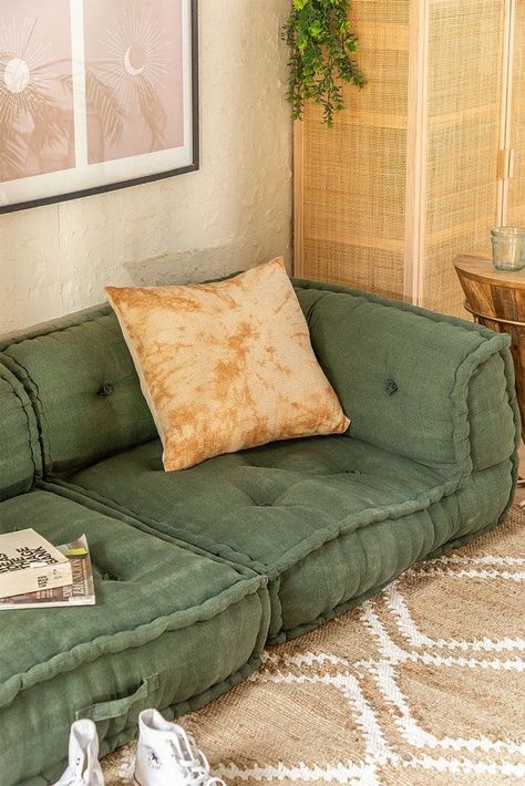 Boho Sofa, Floor Couch, Modular Corner Sofa, House Vibes, Chill Room, Green Stuff, Loft Room, Floor Seating, Colour Chart