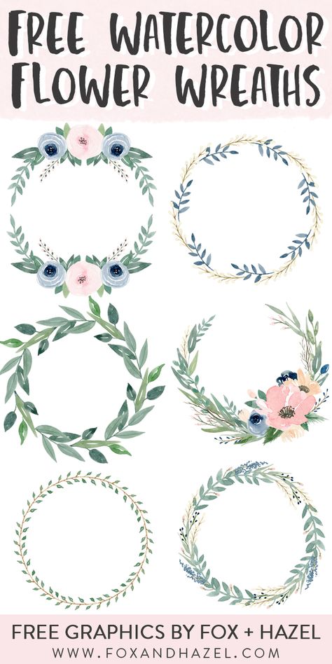 Free Watercolor Flowers, Watercolor Flower Wreath, Flower Wreaths, Wreath Drawing, Watercolor Water, Pola Sulam, Scrapbooking Photo, Wreath Watercolor, Beautiful Watercolor