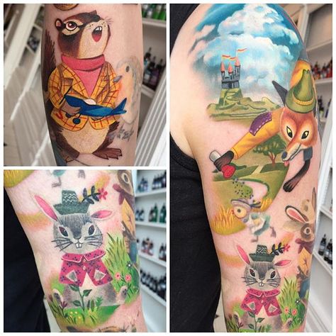 Have been adding/re-working some characters and starting to bring everything together on this Richard Scarry illustration sleeve. Still a way to go and a little bit of a challenge but we're getting there now, thanks Miranda #workinprogress #richardscarry Richard Scary Tattoo, Richard Scarry Tattoo, Richard Scarry Illustration, Richard Scary, Fun Tattoos, Unusual Tattoo, Richard Scarry, Scary Tattoos, Childhood Books