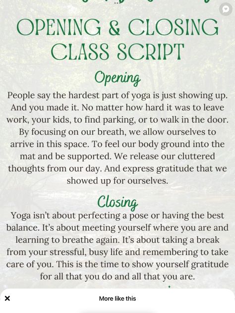 Opening And Closing Yoga Class Script, Yoga Opening Script, Yoga Readings, Yoga Nidra Script, Christian Yoga, Yoga Reading, Snap Dance, Yoga Themes, Christmas Things To Do