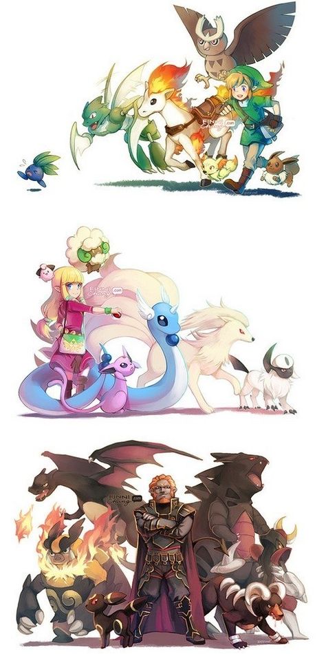 If Legend of Zelda characters were Pokemon trainers Ganondorf Twilight Princess, Legend Of Zelda Characters, Pokemon Crossover, Illustration Manga, Gameboy Color, Wind Waker, Pokémon Master, Twilight Princess, My Pokemon