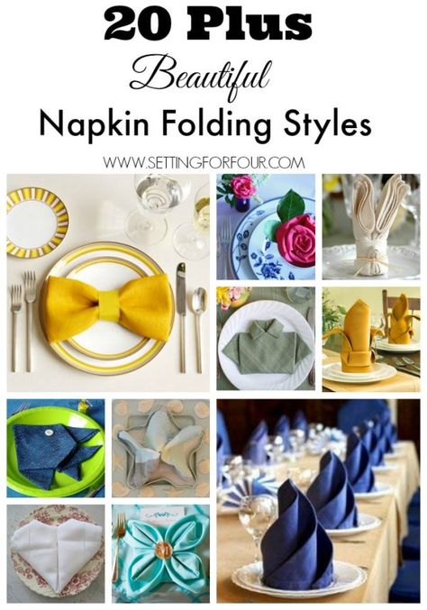 How to Fold Napkins for Holiday Dinners | Setting For Four How To Fold Napkins, Folded Napkins, Folding Napkins, Beautiful Napkin Folding, Napkin Ideas, Fold Napkins, Towel Folding, Napkin Folds, Folding Ideas