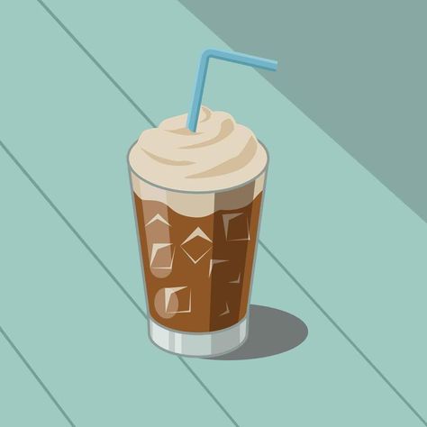 Iced Coffee Illustration Vector Ice Coffee Illustration, Iced Coffee Poster, Iced Coffee Illustration, Iced Coffee Doodle Step By Step, Cold Coffee Illustration, Iced Coffee Illustration Art, Iced Coffee Clipart, Popsicles Illustration, Coffee Popsicles