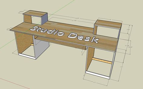 18 DIY Studio Desk Plans and Ideas - TheHomeRoute Studio Desk Diy, Diy Music Studio, Diy Studio Desk, Cheap Ikea Desk, Studio Desk Music, Diy Recording Studio, Music Studio Desk, Recording Studio Desk, Reclaimed Wood Diy