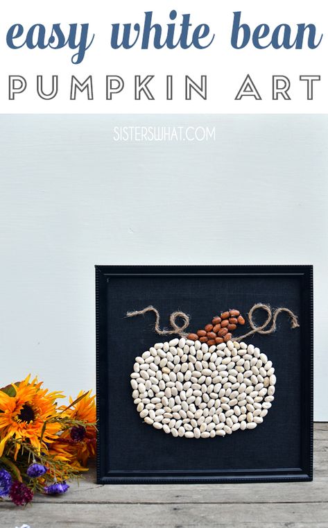 Bean Art For Kids, Bean Crafts For Kids, Bean Mosaic, Adapted Art, Pumpkin Picture, Bean Art, Fall Crafts For Toddlers, Pumpkin Outline, Library Crafts