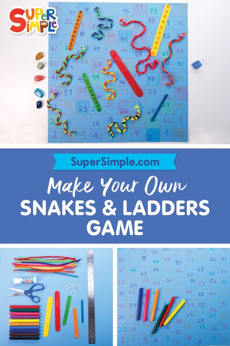 Make Your Own Snakes & Ladders Game Diy Snakes, Snakes And Ladders Printable, Ladder Game, Snake Ladder, Ladders Game, Make Your Own Game, Snakes And Ladders, Roll The Dice, Make A Game