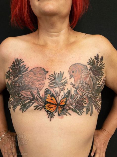 Mastectomy Tattoo - Post Mastectomy Tattoos | Garnet Tattoo Garnet Tattoo, Mastectomy Scar Tattoo, Mastectomy Scars, Classy Tattoos For Women, Mastectomy Tattoo, Tattoos To Cover Scars, Scar Tattoo, Tattoed Women, Classy Tattoos