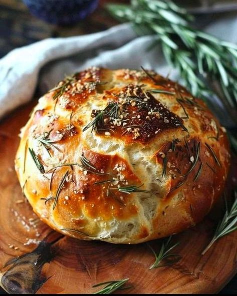 Stanley Tucci 🍜 | Rustic No Knead Rosemary Garlic Bread 🍞😍😋 | Facebook Rosemary Garlic Bread Recipe, Rosemary Garlic Bread, Water Room, Rosemary Salt, Rosemary Bread, Dutch Oven Bread, Martha Stewart Recipes, Garlic Bread Recipe, Rustic Bread