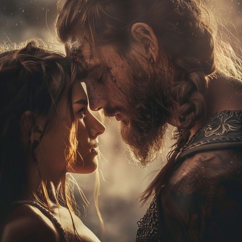 Viking Romance Books, Victorian Witch Aesthetic, Warrior Couple, Viking Couple, Animated Couples, Rose Glasses, Lovers Images, Viking Men, Steamy Romance