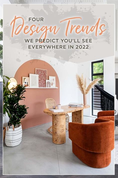 Four Home Design Trends We Predict You'll See Everywhere in 2022 Orange Office, Colorful Terrazzo, California Beach House, Pink Office, Casa Container, Pink Paint, Styl Boho, Interior Design Trends, New Room