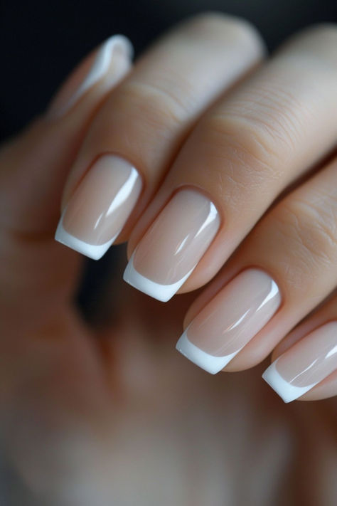 French Manicure: Nail Designs For The Office Work Nails Professional Design, Work Nails Professional Gel, Clean Look Nails, White Nails With French Tip, White Classic Nails, Professional Nails For Work Business, Work Nails Professional, White On White French Manicure, Nude French Manicure