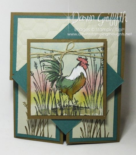 Two for Thursday ~ Dutch Door card videos Dawns Stamping Thoughts, Home To Roost, She Did It, The Rooster, Dutch Door, Bird Cards, Fancy Fold Cards, Card Tutorial, Fancy Folds