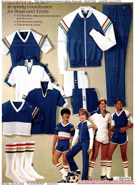 1980 Sears Spring Summer Catalog, Page 449 - Catalogs & Wishbooks 70s Sports Fashion, 80s Athletic Fashion, 80s Sports Fashion, Olympic Outfits, 1980s Mens Fashion, 1980s Outfits, 80s Sport, Oversize Denim Jacket, 80s Sportswear