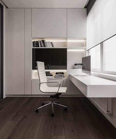 Modern Study Rooms, Modern Home Offices, Study Room Design, White Office, Workspace Design, Modern Home Office, Home Office Setup, Home Office Space, Office Interior Design