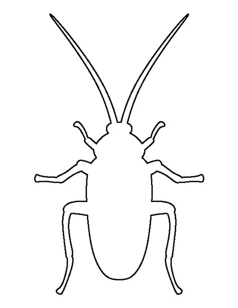 Cockroach pattern. Use the printable outline for crafts, creating stencils, scrapbooking, and more. Free PDF template to download and print at http://patternuniverse.com/download/cockroach-pattern/ Bug Template, Printable Outline, Animal Cutouts, Free Printable Crafts, Bug Art, Animal Patterns, Outline Drawings, Wire Sculpture, Creative Drawing