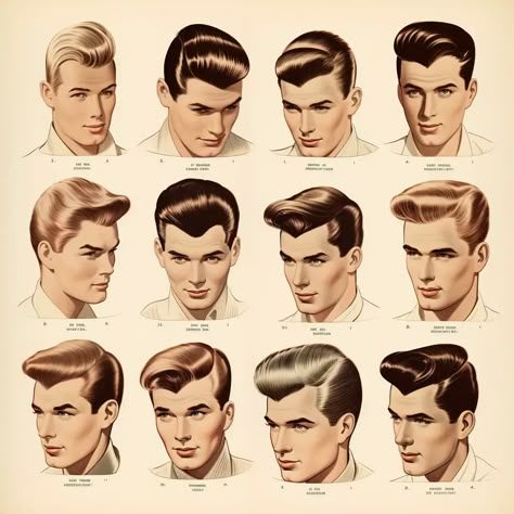 resurgence. 1950s Male Hairstyles, 1950s Men’s Hair, 1950s Men’s Hairstyles, 1950s Mens Hair, 20's Hairstyles, 1950s Haircut, Old Fashion Hairstyle, 50s Hairstyles Men, 1950s Hair