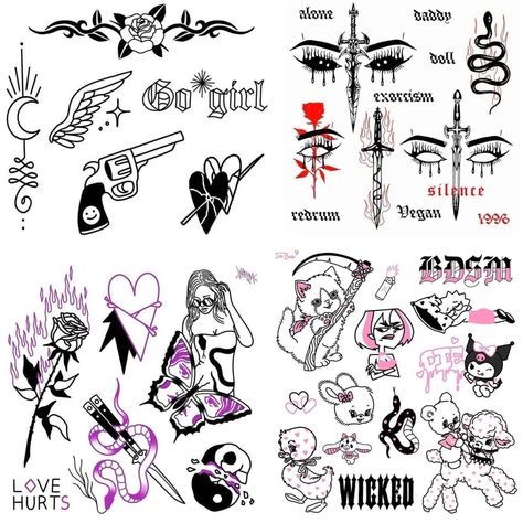 Female Patchwork Tattoo Ideas, Dark Feminine Patchwork Tattoos, 90 Tattoo Ideas, Baddie Flash Tattoos, Edgy Arm Tattoos, Patchwork Hand Tattoos, Goth Patchwork Tattoo, Rockstar Tattoo Ideas, Bad Girl Tattoo Ideas