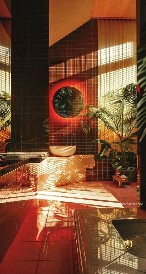 Retro Apartment, Architecture Icons, Orange Design, 80s Retro, Aesthetic Images, Mid Century House, Landscape Wallpaper, House Inspo, House Inspiration