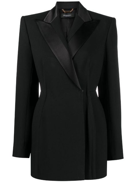 Versace double-breasted Tailored Blazer - Farfetch Black Suit For Women, Versace Blazer, Dream Reality, Professional Work Outfit, Designer Blazers, Versace Dress, Suit For Women, Blazer Designs, Dress Suit