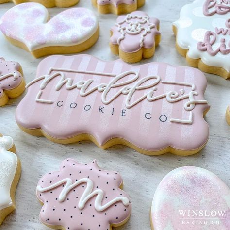 Company Logo Cookies Decorated, Logo Cookies Decorated, Congratulations Cookies Decorated, Logo Cookies Design Branding, Placecard Cookies, Cookie Business Logo, Boutique Cookies, Stenciled Cookies, Cookie Logo