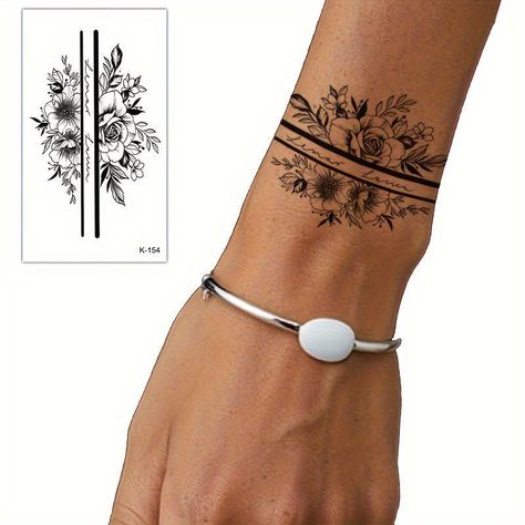 Wrist Bracelet Tattoo, Cuff Tattoo, Arm Band Tattoo, Wrist Tattoos For Women, Tattoo Bracelet, Elephant Tattoo, Band Tattoo, Spine Tattoos, Sleeve Tattoos For Women