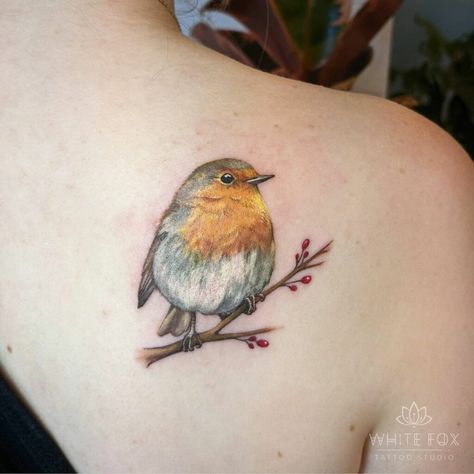 Robin Tattoo Ideas, Robin Tattoos, Colorful Bird Tattoos, Robin Bird Tattoos, Robin Tattoo, Dove Tattoo Design, Vogel Tattoo, Full Tattoo, Dove Tattoo