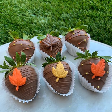 La Dolce Dharma on Instagram: “Fall breeze & autumn leaves.. 🍁🍂 • • • #chocolateberries #glamberries #chocolatecoveredstrawberries #dippedberries #strawberries…” Fall Theme Chocolate Strawberries, Fall Themed Chocolate Strawberries, Christmas Themed Chocolate Covered Pretzels, Thanksgiving Dipped Strawberries, Thanksgiving Themed Chocolate Covered Strawberries, Pumpkin Chocolate Covered Strawberries, Fall Chocolate Strawberries, Chocolate Covered Strawberries Thanksgiving Theme, Chocolate Covered Strawberries Fall