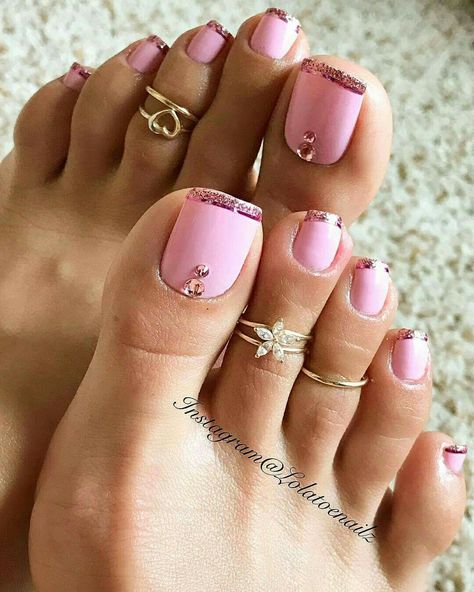 Beautiful Pink Toes Toes Acrylic, Toes Ideas, Pink Toe Nails, Toenail Designs Summer, Pedicure Designs Toenails, Pedi Ideas, French Pedicure, Gel Toe Nails, 2024 Nails