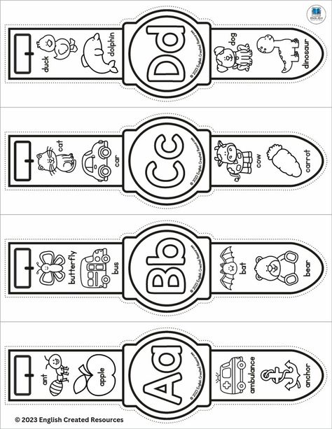 Alphabet Watches - English Created Resources Abc Review Preschool Worksheets, Alphabet Pre K Activities, Activity English For Preschool, Alphabet Watches Free Printable, Easy Letter A Crafts For Preschool, English Coloring Worksheets, Letter A Craft For Preschool, English Alphabet Activity For Kids, Letter F Craft Preschool