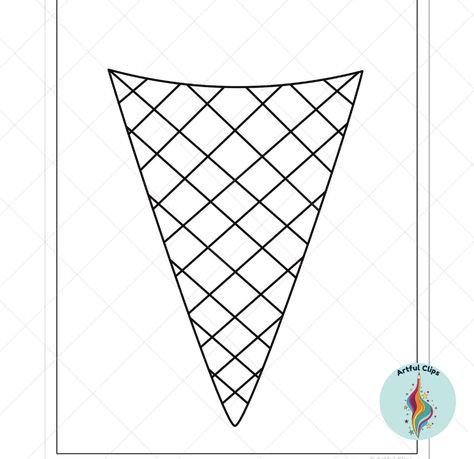 Ice Cream Cone Template Set: Outlines for Summer Crafts Ice Cream Cone Printable Template, Ice Cream Cone Template Free Printable, Black And White Ice Cream, Ice Cream Outline, Ice Cream Cone Art, Summer School Art, Ice Cream Template, Cone Template, White Ice Cream