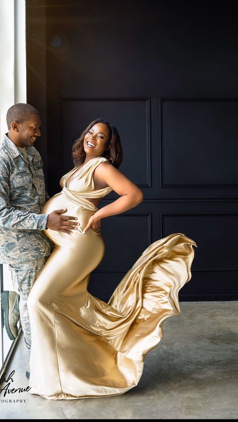 Wedding & Newborn Photographer on Instagram: “Loving this champagne gold Oscar dress from @sharonrosecustom on our gorgeous client.” Maternity Photo Shoots, Pregnant Lady, Oscar Dresses, Maternity Photo Shoot, Tulip Dress, Maternity Gowns, White Gowns, Satin Gown, Mermaid Fashion