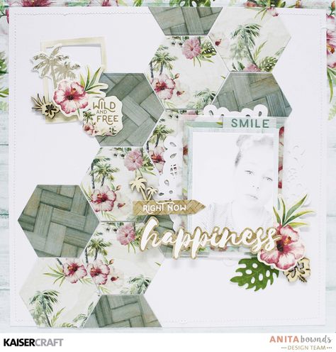 Happiness- kaisercraft DT - Scrapbook.com Kaisercraft Scrapbooking, Kaisercraft Layouts, Beach Scrapbook Layouts, Scrapbook Design Layout, Vacation Scrapbook, Scrapbook Videos, Scrapbook Layout Sketches, Scrapbook Templates, Wedding Scrapbook