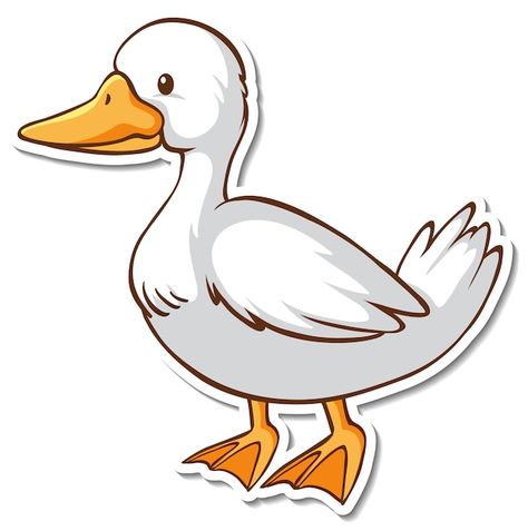 Sticker design with a white duck isolate... | Free Vector #Freepik #freevector #beak #goose #duck-cartoon #bird-cartoon Duck Beak Drawing, Goose Cartoon, Goose Drawing, Duck Beak, Walking Cartoon, Ar Art, Bird Cartoon, Cartoon Bird, Duck Cartoon