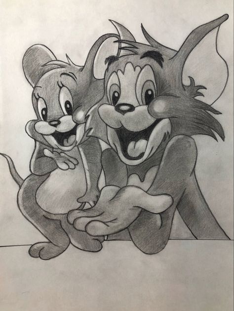 Tom And Jerry Pencil Drawing, Cartoon Drawings Pencil, Tom And Jerry Drawing, Cartoons Drawing, Drawing Disney, Dibujos Toy Story, Canvas Art Painting Acrylic, Abstract Pencil Drawings, Kitten Drawing