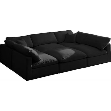 BLACK Velvet Cloud 6C Modular Down Filled Reversible Sectional Soflex ModernOffer includes: Sectional Sofa ONLYElegant and eye-catching, the stunning BLACK velvet Plush Standard Cloud Modular Sectional Sofa from SOFLEX is the perfect addition to any space. Create the ultimate laid-back lounge that conforms to your room. Cloud Modular Sectional is truly as comfortable as it looks. Imagine you are floating on a cloud, enjoy this feeling of total relaxation in your home, loft or apartment with this Black Couches, Plush Collection, Velvet Sectional, U Shaped Sectional, Meridian Furniture, Black Sofa, Modular Sectional Sofa, Down Feather, Sofa Sale