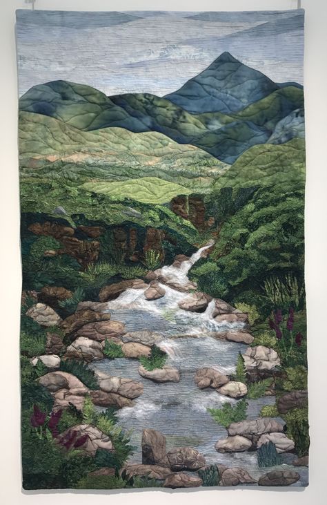 Fabric Landscapes, Fabric Landscape, Quilt Landscape, River Quilt, Fair Crafts, Landscape Quilting, Collage Quilts, Landscape Art Quilts, Landscape Quilt