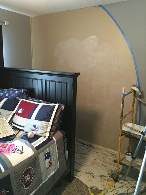 Noah's Baseball Mural Room • Jennifer Allwood Baseball Mural, Boys Baseball Bedroom, Baseball Bedroom Decor, Baseball Themed Bedroom, Jennifer Allwood, Baseball Bedroom, Mural Room, Boys Bedroom Makeover, Baseball Room