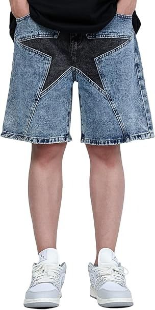 Aelfric Eden Mens Star Patchwork Casual Denim Shorts Mid Jean Shorts Unisex Hipster Streetwear Casual Short Jeans at Amazon Men’s Clothing store Mens Patchwork Jeans, Star Patchwork, Varsity Jacket Women, Casual Denim Shorts, Casual Denim Jeans, Streetwear Jackets, Aelfric Eden, Summer Shorts Denim, Streetwear Jeans