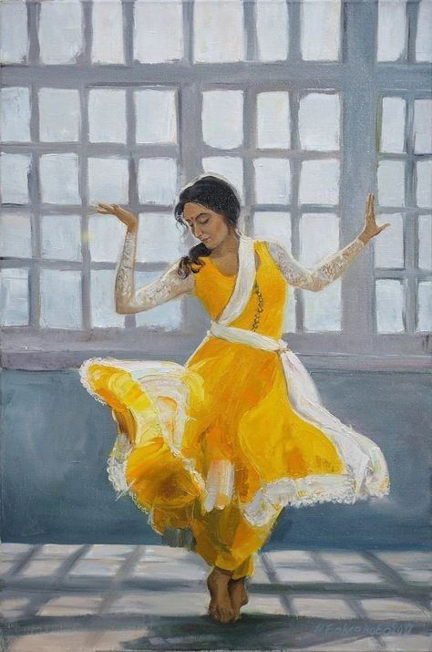 Bangla Poem, Yellow Sari, Large Wall Art Living Room, Composition Painting, Dancing Drawings, Indian Art Gallery, Dance Paintings, Girly Art Illustrations, Indian Paintings