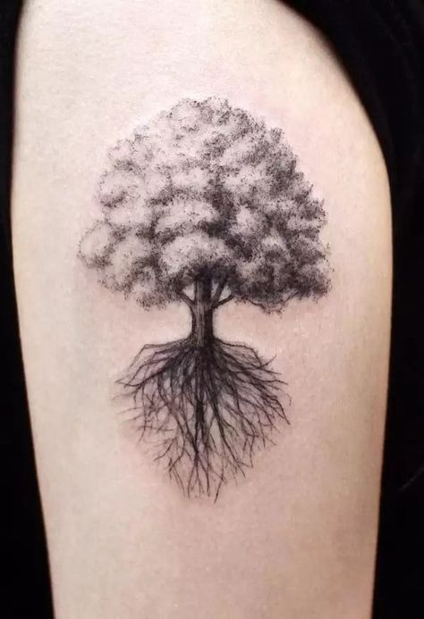 Nature Tattoos: Meanings, Tattoo Designs & Ideas Tree Tat, Roots Tattoo, Tattoo Tree, Family Tree Tattoo, Tree Tattoo Designs, 4 Tattoo, Mythology Tattoos, Tree Of Life Tattoo, Nature Tattoos