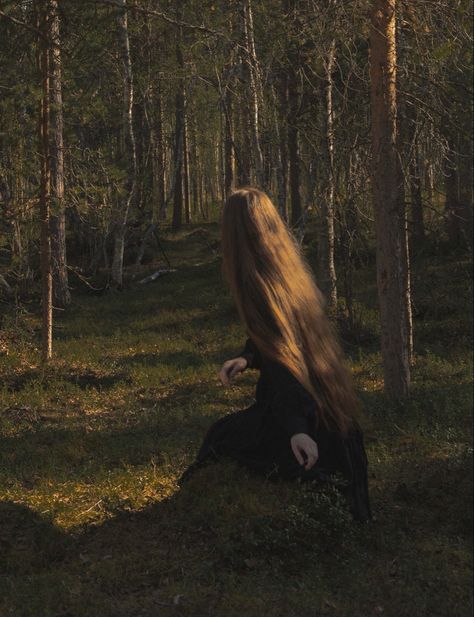 Fairycore, fairy aesthetic, long hair, hair aesthetic, dreamy, spring vibes, spring aesthetic, summer vibes, summer aesthetic, forest aesthetics, forest, nymph, goblincore, dreamy, ethereal, portraits, lotr, elven, elfs, wallpaper, writing, books, ootd, inspo, vision board, girl, fairytale, norway, folklore, nature, black outfit, black dress, inspiration, Cottagecore Fantasy Magic, Forest Girl, Dark Cottagecore, Portrait Photos, Witch Aesthetic, Fantasy Aesthetic, Forest Fairy, Nature Aesthetic, Green Aesthetic