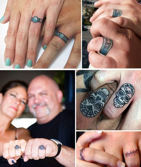 Mens Finger Tattoo Designs, Couple Ring Tattoos Unique, Realistic Ring Tattoo, Diamond Ring Tattoo Designs For Women, Marriage Ring Tattoos Husband Wife, Unique Wedding Ring Tattoos For Couples, Ring Finger Tattoos For Couples, Marriage Tattoos Ring Finger Unique, Tattoo Wedding Rings Women