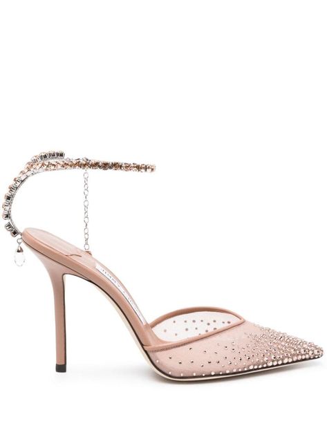 blush pink calf leather mesh panelling crystal embellishment pointed toe buckle-fastening ankle strap adjustable-length chain branded leather insole 100mm stiletto heel leather soleHeel 3,9 in / 10 cmGender: WomenMaterial: EXTERIOR: 100% CALF LEATHER, 100% FABRIC LINING: 100% CALFSKIN, 100% FABRIC SOLE: 100% CALF LEATHERColor: POWDERMade in: ITProduct ID: SAEDA100BGMBALLETPINK/CRYSTAL*Import tax/duty will be calculated at checkout (If applicable) Blush Pink Wedding Heels, Metallic Pink Heels, Daisy Gatsby, Jimmy Choo Saeda 100, Blush Pink Heels, Jimmy Choo Saeda, Crystal Pumps, Jimmy Choo Pumps, Jimmy Choo Heels