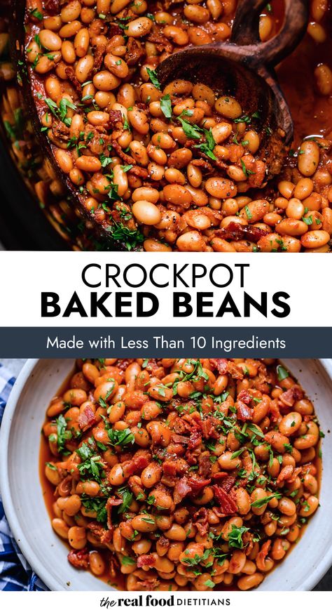 Use your slow cooker to make the most delicious sweet and saucy baked beans that are a side dish that is loved by all and so convenient. Easy to transport, and perfect for BBQ, potlucks, and holidays year-round. Baked Beans Crock Pot, Slow Cooker Baked Beans, Baked Beans With Bacon, Beans With Bacon, Slow Cooker Baking, Beans Recipes, Best Side Dish, Bacon Recipe, Primal Kitchen