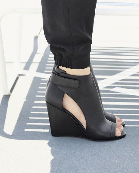 Vince Katia Leather Wedge Bootie The Shoe Game, Fall Heels, Goody Two Shoes, Peep Toe Booties, Wedge Bootie, Ankle Strap Wedges, Leather Wedges, Shoes Wedges, Luxury Shoes