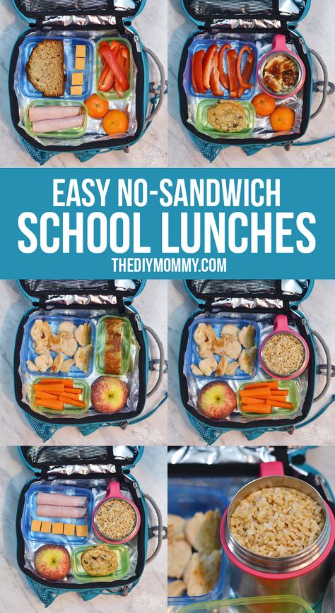 Easy No Sandwich School Lunch Ideas Cold Lunch Ideas For Kindergarteners, Easy Kids Lunch Ideas For School, Lunch Kindergarten, Cold School Lunch Ideas, Cold Lunch Ideas For Kids, Cold School Lunches, Kids School Lunch Ideas, Non Sandwich Lunches, Easy Lunches For Kids