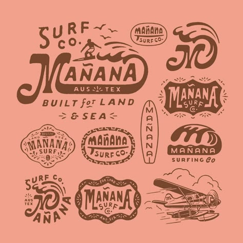 Instagram Surf Shop Branding, Vintage Surf Logo, Surf Illustration Graphic Design, Lake House Logo, Surf Design Graphic, Surf Branding, Surf Shop Design, Hippy Tshirt, Surf Logo Design