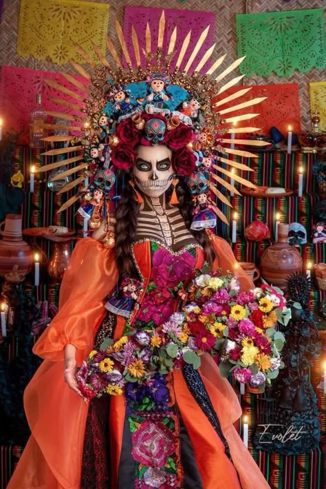 Catrina Headpiece, Catrina Dress, Halloween Tutus, Catrina Costume, Muertos Makeup, Mexican Halloween, Outfits For Mexico, Skull Dress, Cute Couple Halloween Costumes