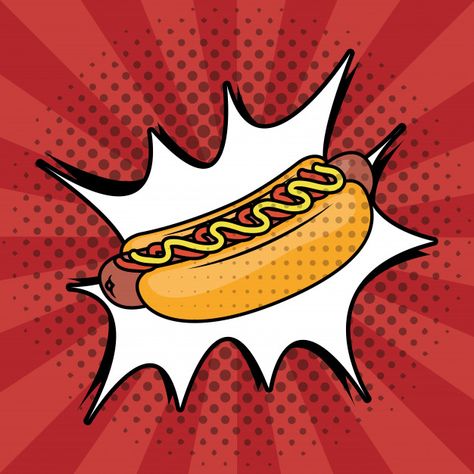 Vector Illustration People, Pop Art Food, Hot Dog Cart, Decor For Kitchen, Dog Vector, Dog Poster, Dog Logo, Halloween Poster, Dog Wallpaper