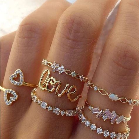 Super Cute And Stylish Ships In 5-10 Business Days Different Rings, Mix & Match, Bohemia Crystal, Wedding Charm, Arrow Ring, Woman Jewelry, Knuckle Ring, Trendy Ring, Gold Ring Sets